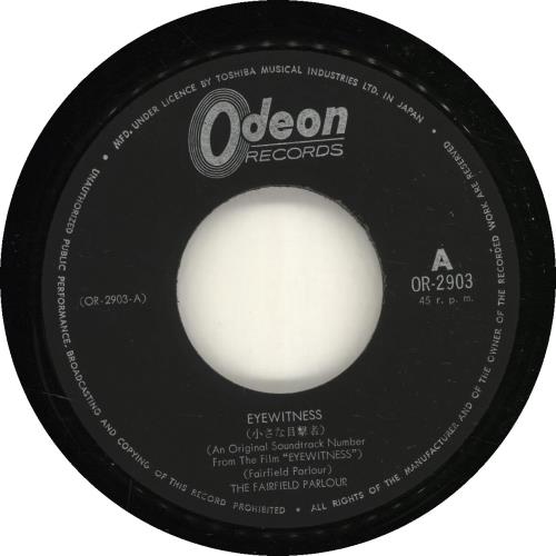 Fairfield Parlour Eyewitness 7" vinyl single (7 inch record / 45) Japanese F-P07EY452942