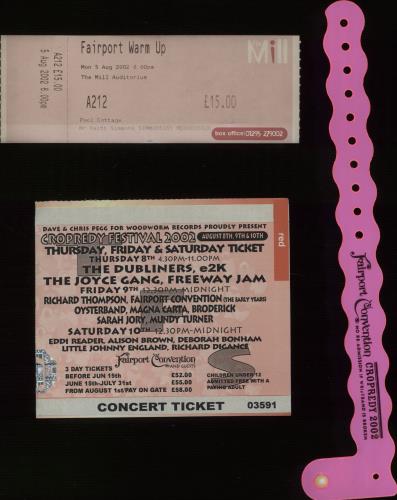 Fairport Convention Cropredy Festival 2002 + Ticket Stubs & Wristband tour programme UK F-CTRCR663332