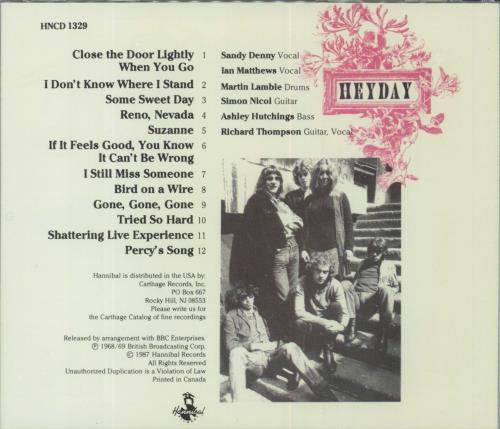 Fairport Convention Heyday BBC Radio Sessions 1968-69 CD album (CDLP) UK F-CCDHE297701