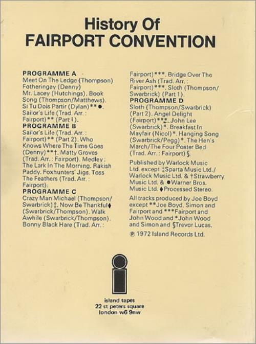 Fairport Convention History Of 8-track cassette UK F-C8THI104455