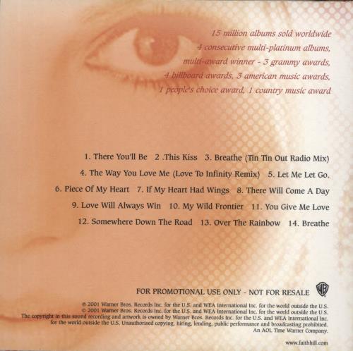 Faith Hill There You'll Be - The Hits Collection CD-R acetate UK FHICRTH196848