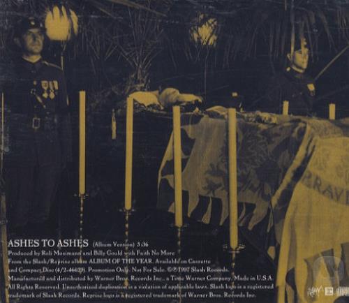 Faith No More Ashes To Ashes CD single (CD5 / 5") US FNMC5AS97572