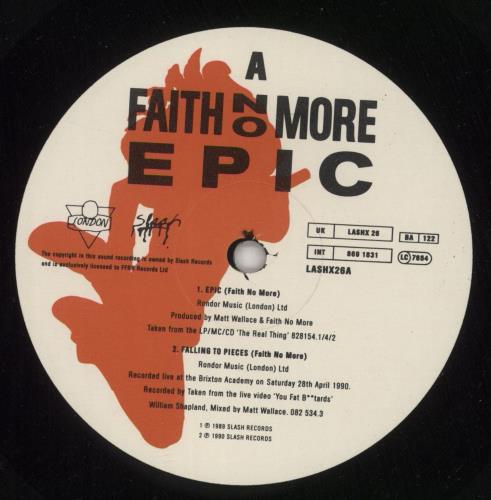 Faith No More Epic 12" vinyl single (12 inch record / Maxi-single) UK FNM12EP78112