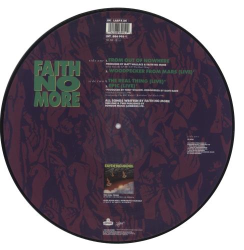 Faith No More From Out Of Nowhere 12" vinyl picture disc (12 inch picture record) UK FNM2PFR00638