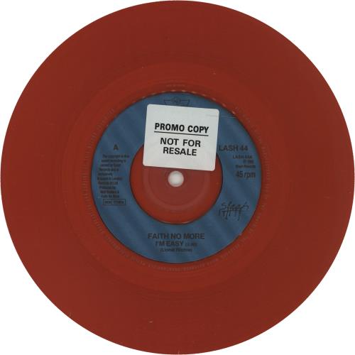 Faith No More I'm Easy - Red Vinyl - Promo 7" vinyl single (7 inch record / 45) UK FNM07IM674219