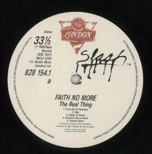 Faith No More The Real Thing - VG vinyl LP album (LP record) UK FNMLPTH870546