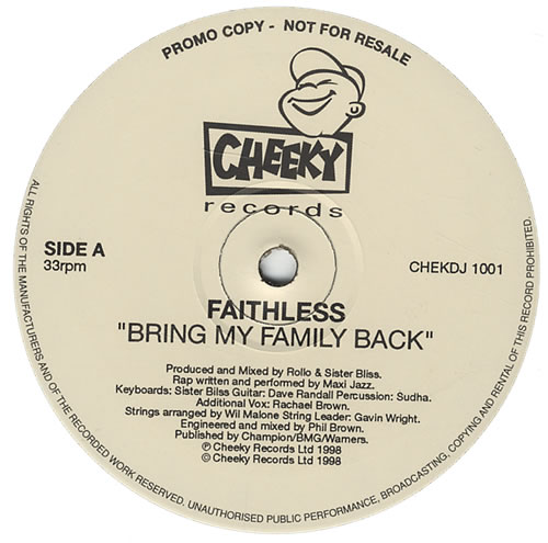 Faithless Bring My Family Back 12" vinyl single (12 inch record / Maxi-single) UK FTL12BR430380