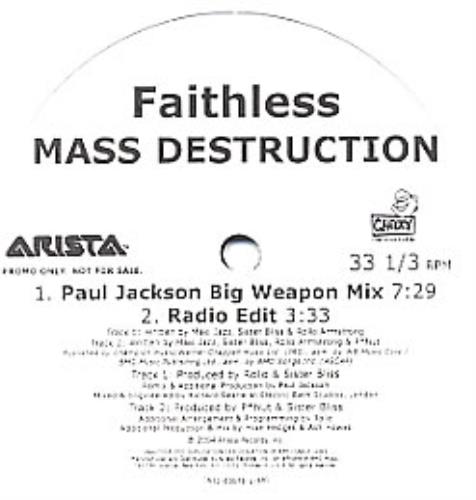 Faithless Mass Destruction 12" vinyl single (12 inch record / Maxi-single) US FTL12MA313413