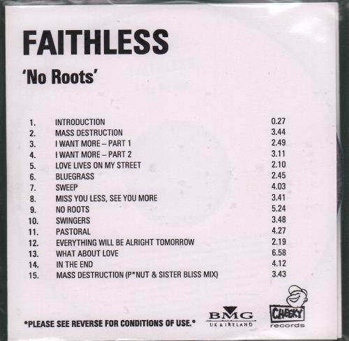Faithless No Roots CD-R acetate UK FTLCRNO678291