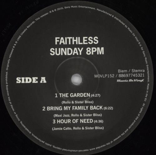 Faithless Sunday 8pm 2-LP vinyl record set (Double LP Album) UK FTL2LSU825380