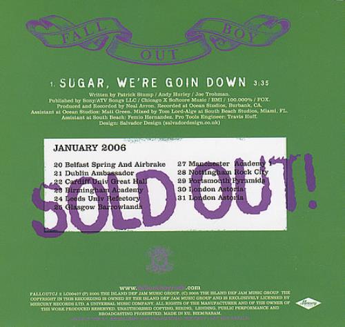 Fall Out Boy Sugar, We're Goin Down CD single (CD5 / 5") UK FOLC5SU395044