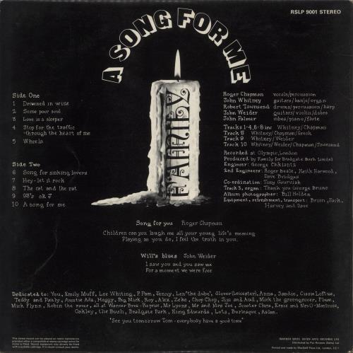 Family A Song For Me - 1st + insert vinyl LP album (LP record) UK FMLLPAS875568
