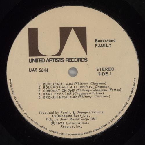 Family Bandstand vinyl LP album (LP record) US FMLLPBA792221