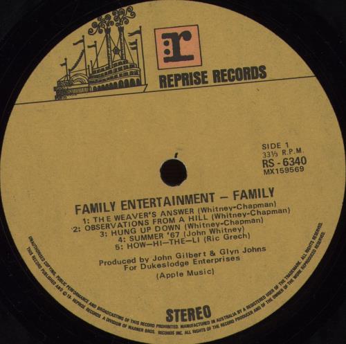 Family Family Entertainment vinyl LP album (LP record) Australian FMLLPFA671137