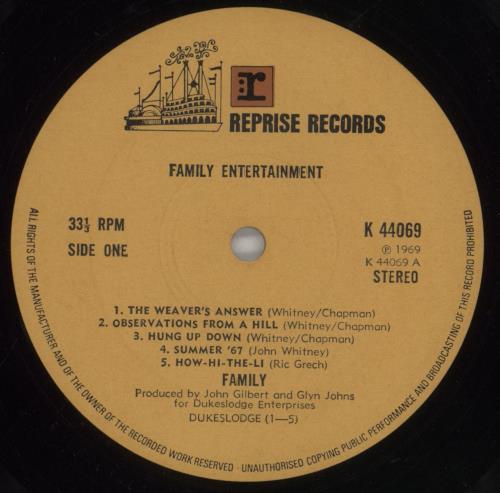 Family Family Entertainment vinyl LP album (LP record) UK FMLLPFA704124