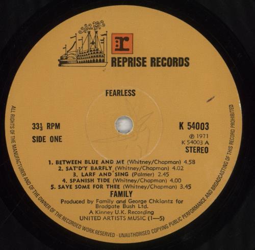 Family Fearless - VG vinyl LP album (LP record) UK FMLLPFE751450
