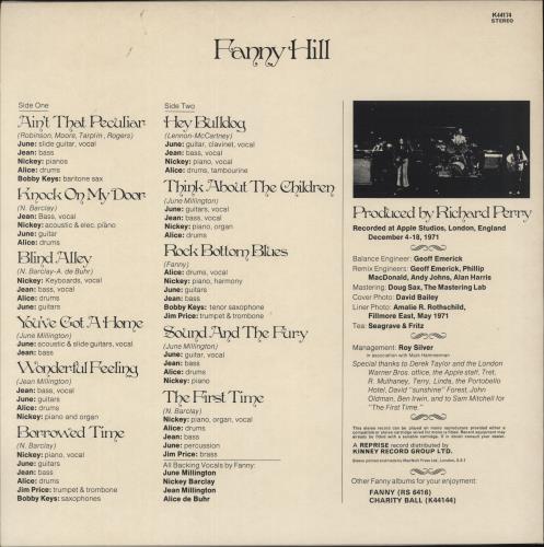 Fanny (70s) Fanny Hill - 1st vinyl LP album (LP record) UK NNFLPFA450804