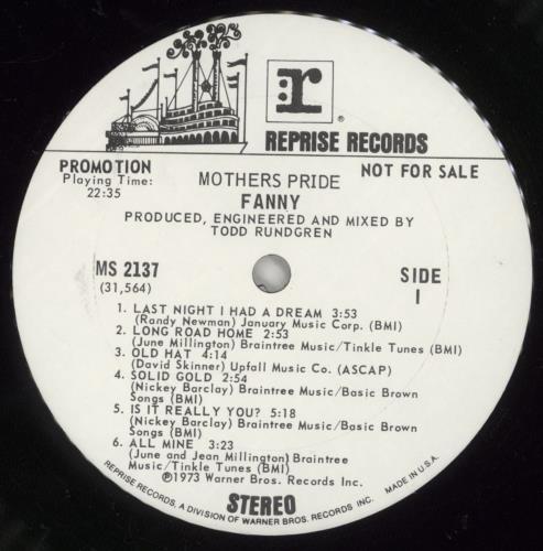 Fanny (70s) Mothers Pride vinyl LP album (LP record) US NNFLPMO874831