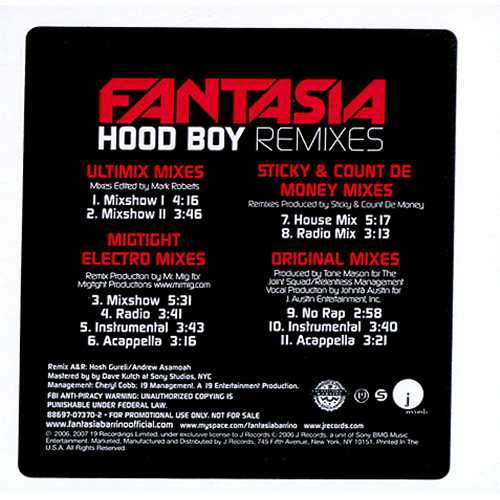 Fantasia Hood Boy Remixes CD single (CD5 / 5") US FA7C5HO409971
