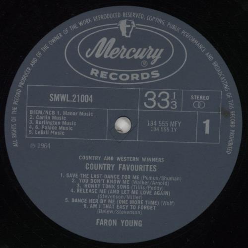 Faron Young Country Favorites vinyl LP album (LP record) UK FYGLPCO851757