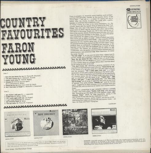 Faron Young Country Favorites vinyl LP album (LP record) UK FYGLPCO851757
