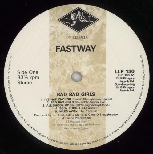 Fastway Bad Bad Girls + Poster vinyl LP album (LP record) UK FSWLPBA586425