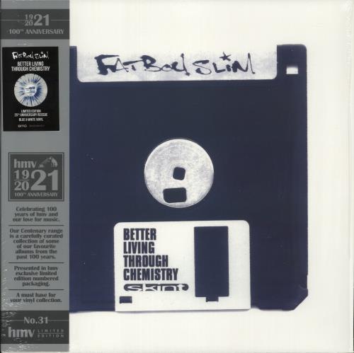 Fatboy Slim Better Living Through Chemistry - 180gm Blue & White Quarter Split Vinyl 2-LP vinyl record set (Double LP Album) UK FBS2LBE871217