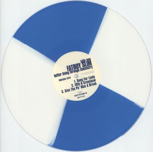 Fatboy Slim Better Living Through Chemistry - 180gm Blue & White Quarter Split Vinyl 2-LP vinyl record set (Double LP Album) UK FBS2LBE871217
