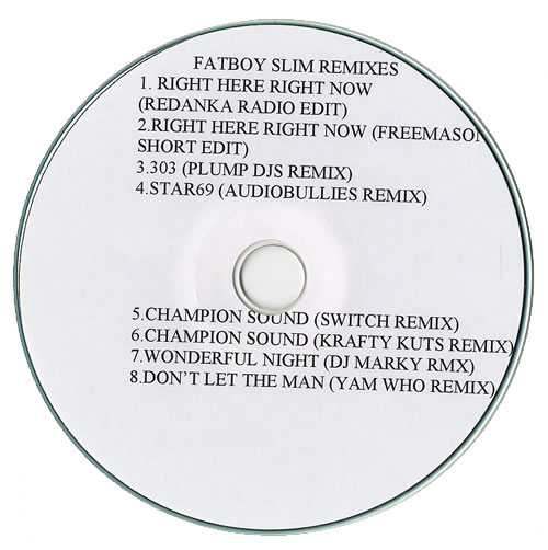 Fatboy Slim Remixes CD-R acetate UK FBSCRRE471604