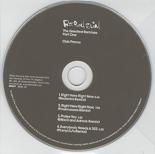 Fatboy Slim The Greatest Remixes - Part One Club Promo CD single (CD5 / 5") UK FBSC5TH366754