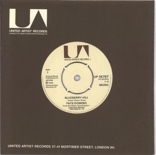 Fats Domino Blueberry Hill - Company sleeve 7" vinyl single (7 inch record / 45) UK FTD07BL723284
