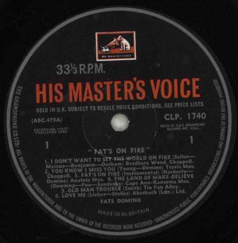 Fats Domino Fats On Fire vinyl LP album (LP record) UK FTDLPFA538689