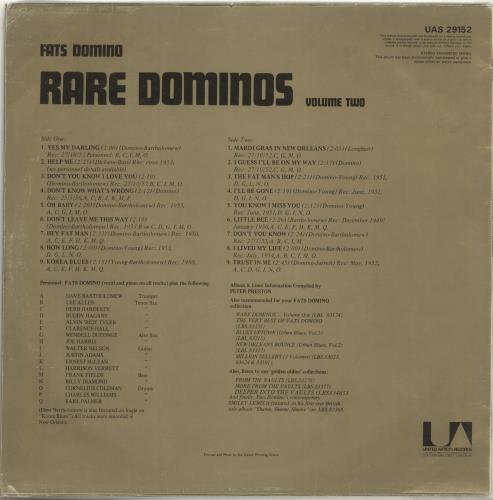 Fats Domino Rare Dominos Volume Two vinyl LP album (LP record) UK FTDLPRA706166