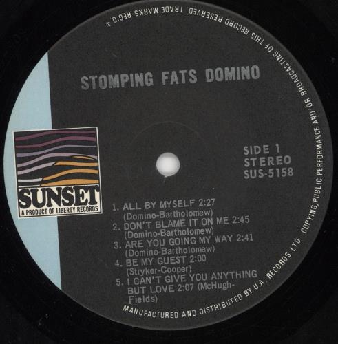 Fats Domino Stompin' Fats Domino vinyl LP album (LP record) US FTDLPST727802