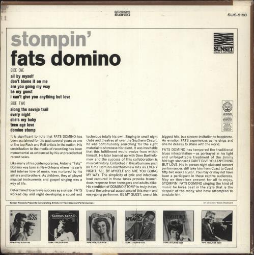 Fats Domino Stompin' Fats Domino vinyl LP album (LP record) US FTDLPST727802