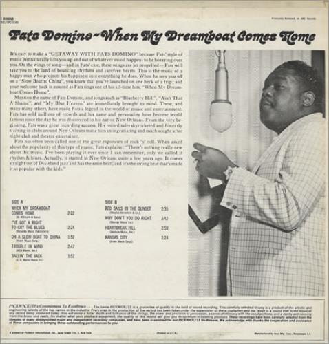Fats Domino When My Dreamboat Comes Home vinyl LP album (LP record) US FTDLPWH374762