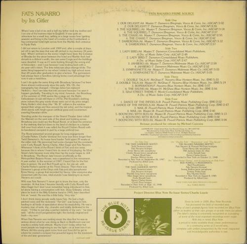 Fats Navarro Prime Source - EX 2-LP vinyl record set (Double LP Album) US FNO2LPR780546