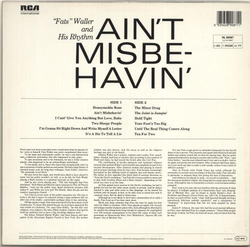 Fats Waller Ain't Misbehavin' vinyl LP album (LP record) UK FTWLPAI433994