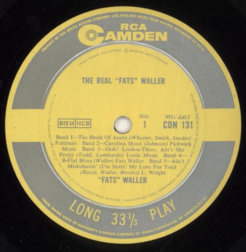 Fats Waller The Real Fats Waller vinyl LP album (LP record) UK FTWLPTH331442
