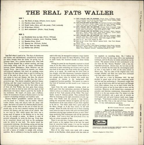 Fats Waller The Real Fats Waller vinyl LP album (LP record) UK FTWLPTH331442