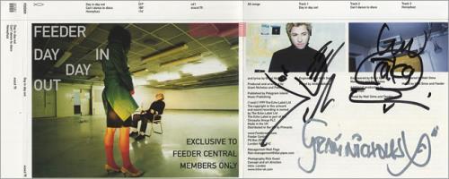 Feeder Day In Day Out - Both Sleeves Fully Autographed 2-CD single set (Double CD single) UK FEE2SDA440841
