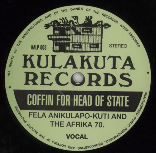 Fela Kuti Coffin For Head Of State vinyl LP album (LP record) UK KUTLPCO868260