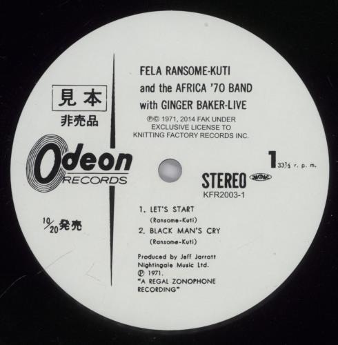 Fela Kuti Live! vinyl LP album (LP record) US KUTLPLI893777
