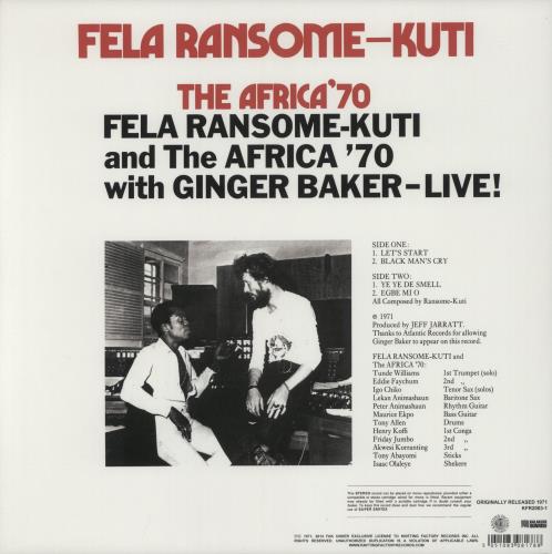 Fela Kuti Live! vinyl LP album (LP record) US KUTLPLI893777