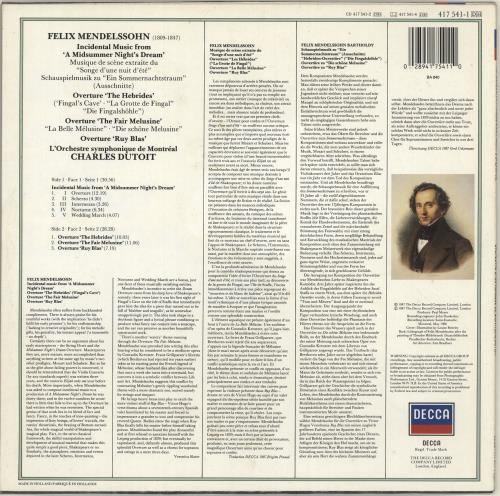 Felix Mendelssohn A Midsummer Night's Dream vinyl LP album (LP record) Dutch M2BLPAM700650