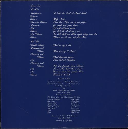 Felix Mendelssohn Elijah vinyl LP album (LP record) UK M2BLPEL777310