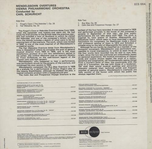 Felix Mendelssohn Mendelssohn Overtures vinyl LP album (LP record) UK M2BLPME760240