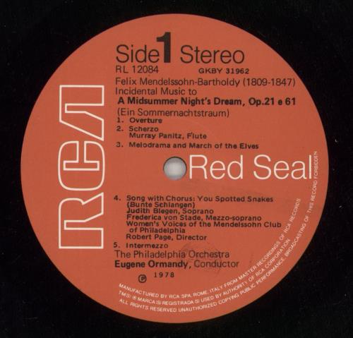 Felix Mendelssohn Mendelssohn: A Midsummer Night's Dream vinyl LP album (LP record) Italian M2BLPME869078