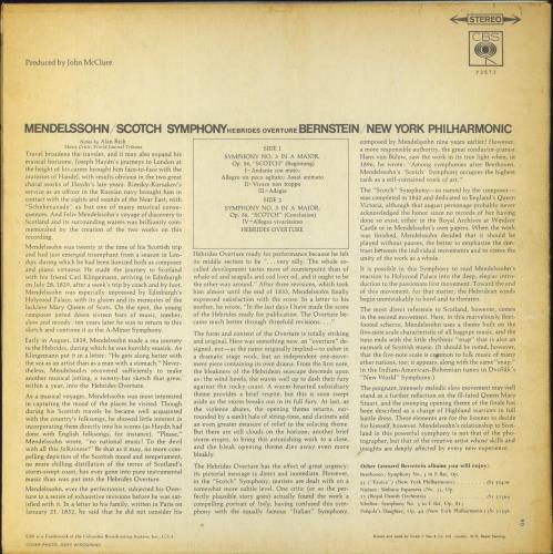 Felix Mendelssohn Mendelssohn: Scotch Symphony - Hebrides Overture vinyl LP album (LP record) UK M2BLPME856929