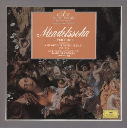 Felix Mendelssohn Overtures including Midsummer Night's Dream, Opus 21 + Magazine vinyl LP album (LP record) UK M2BLPOV875132